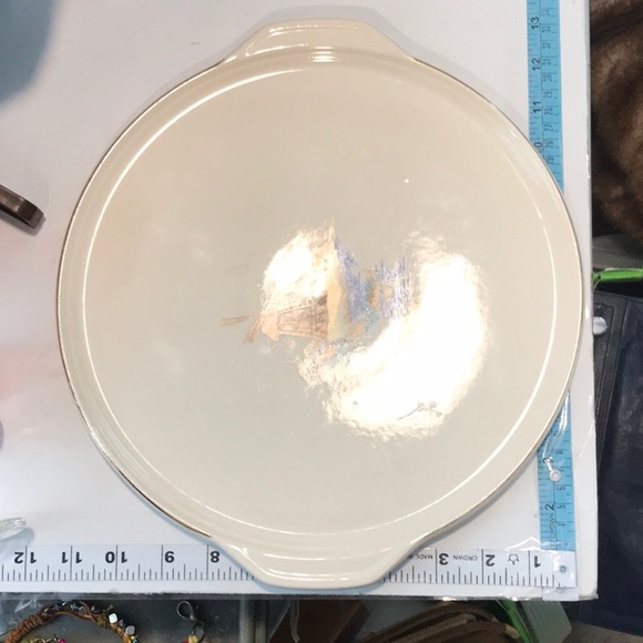 Universal Cambridge Pottery Windmill Platter Pie Plate  Dutch Scene 22 Karat - Picture 7 of 16